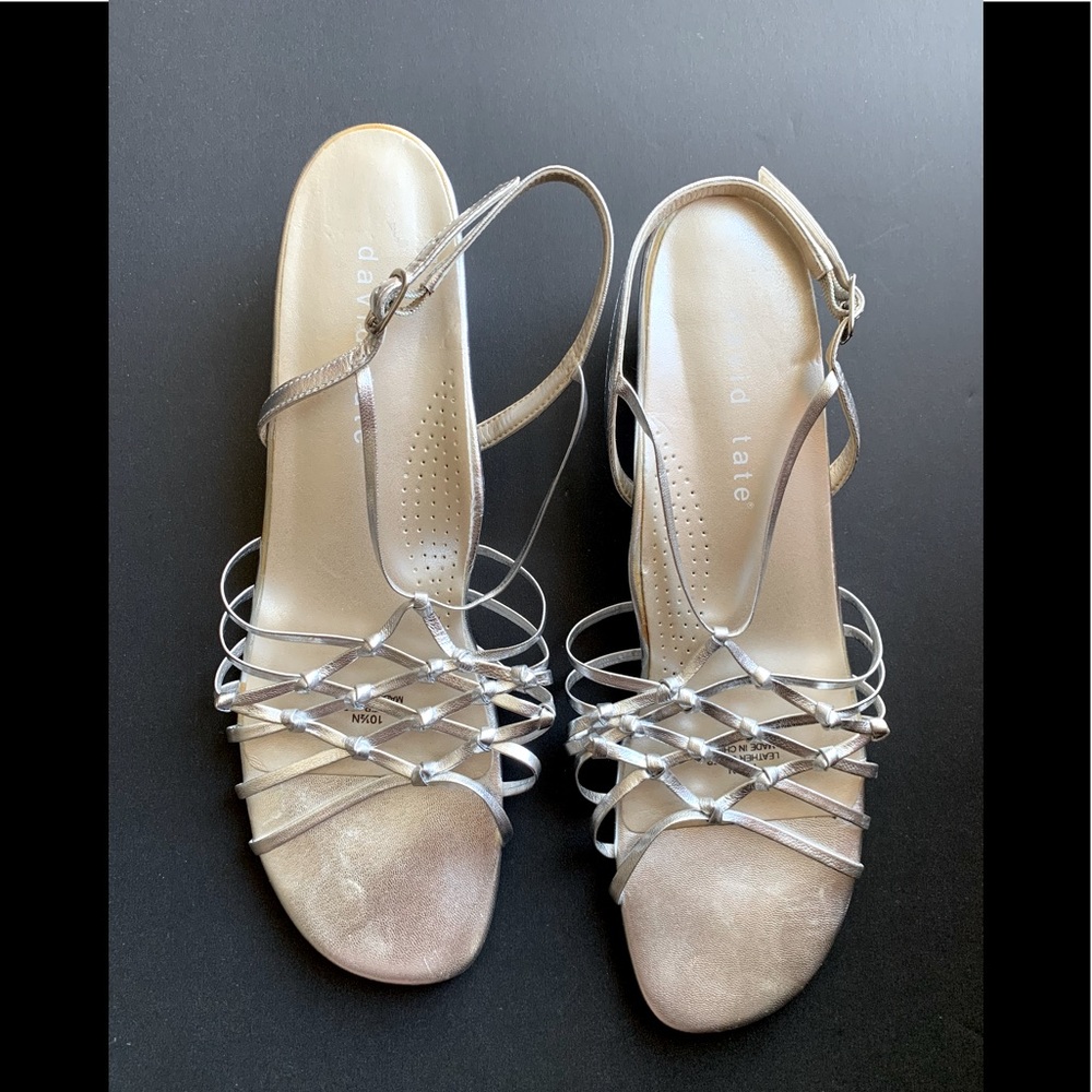 David Tate Silver Sandals 10.5 N